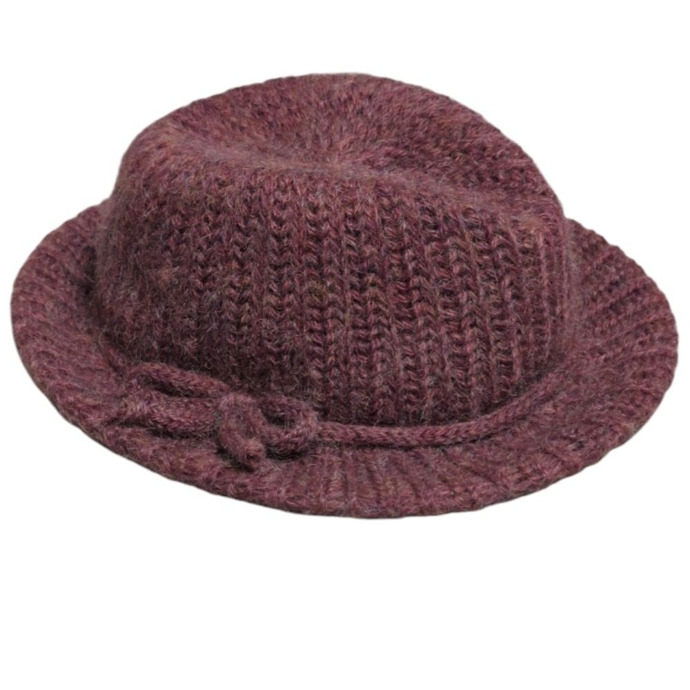 Unbranded Wool blend knit hat Italy bow maroon accessory bucket OSFM